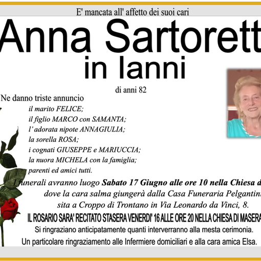 Anna Sartoretti in Ianni di anni 82