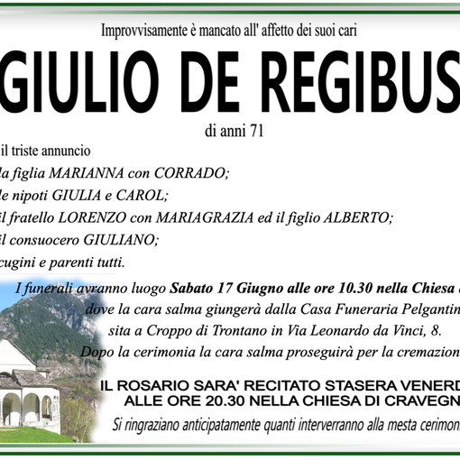 Giulio De Regibus di anni 71