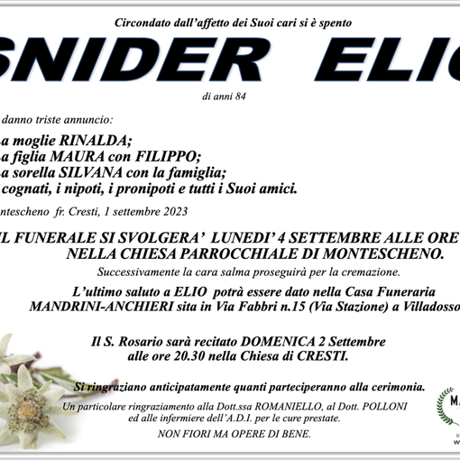 Snider Elio di anni 84