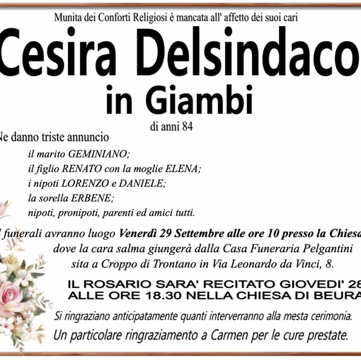 Cesira Delsindaco in Giambi di anni 84