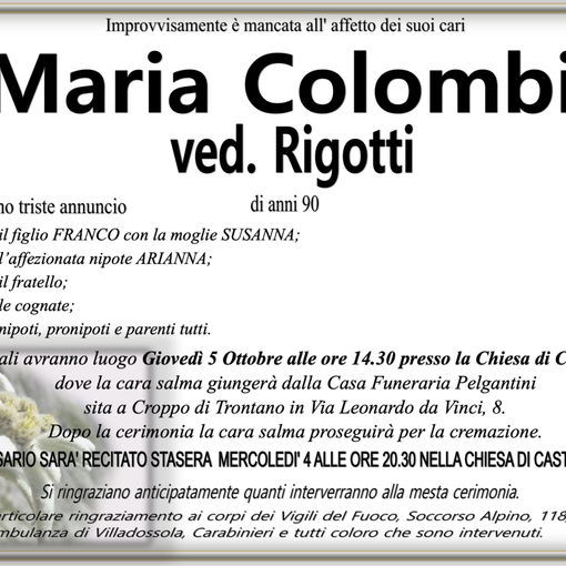 Maria Colombi ved. Rigotti di anni 90