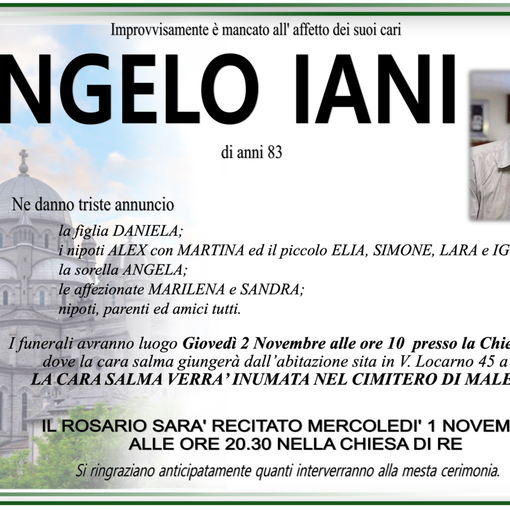 Angelo Iani di anni 83