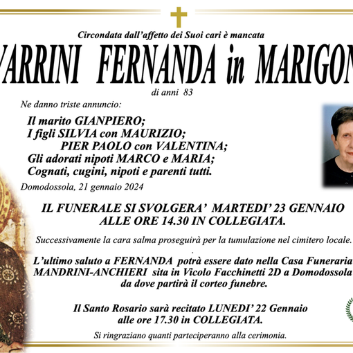 Ciavarrini Fernanda in Marigonda di anni 83
