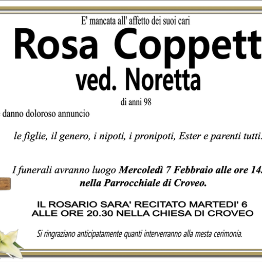 Rosa Coppetti ved. Noretta di anni 98