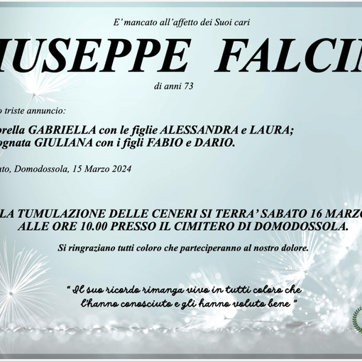 Giuseppe Falcini di anni 73