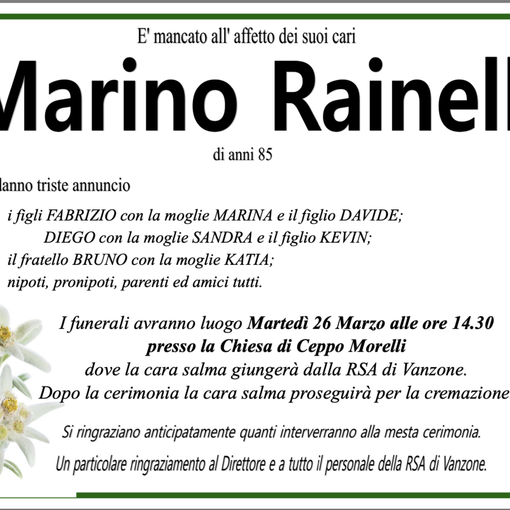 Marino rainelli di anni 85