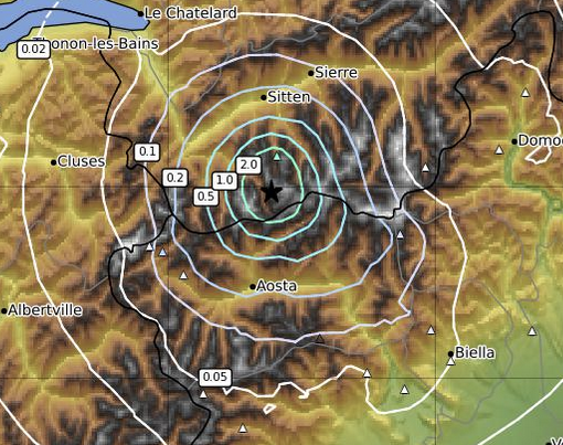 Sisma di magnitudo 3.4 nel Canton Vallese avvertito anche nella nostra Provincia