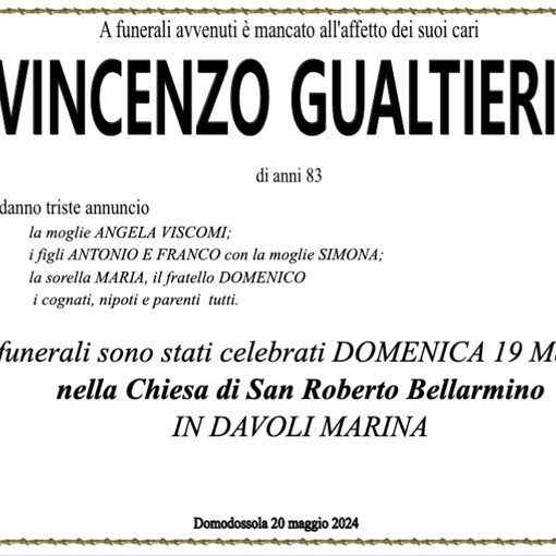 Vincenzo Gualtieri anni 83