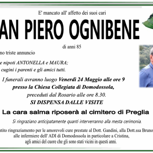 Gian Piero Ognibene 85 anni