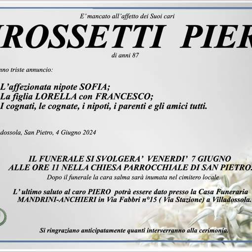 Pirossetti Piero di anni 87