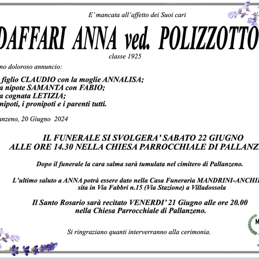 Modaffari Anna ved. Polizzotto classe 1925