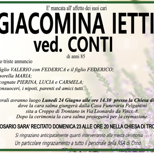 Giacomina Ietti vd. Conti 85 anni
