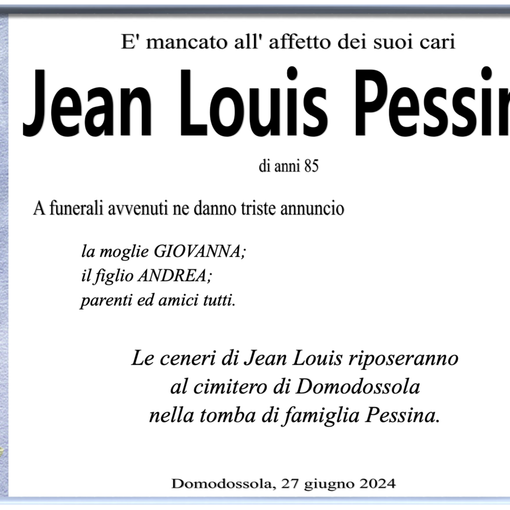 Jean Louis Pessina di anni 85