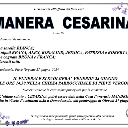 Manera Cesarina di anni 90