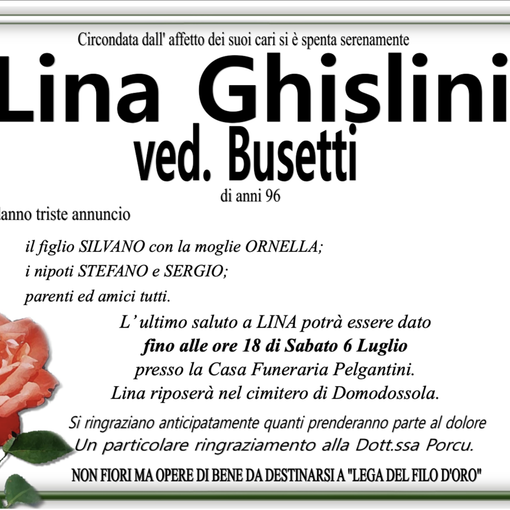 Lina Ghislini ved. Busetti di anni 96