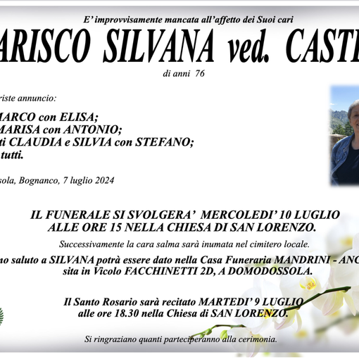 Guarisco Silvana ved. Castelli di anni 76