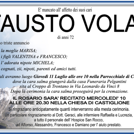 Fausto Vola 72 anni
