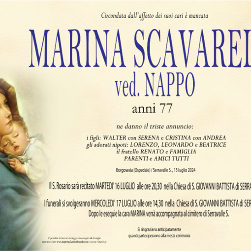 Scavarelli Marina ved. Nappo 77 anni