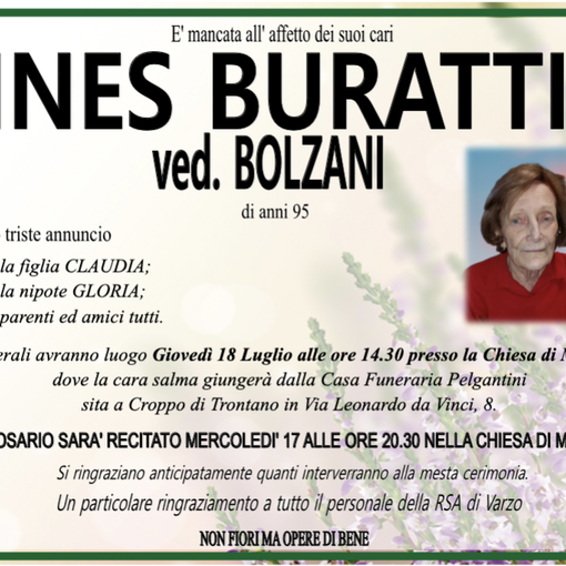 Ines Buratti ved. Bolzani 95 anni
