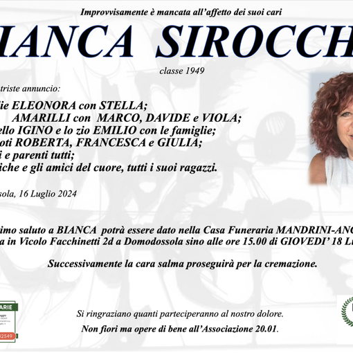Bianca Sirocchi classe 1949