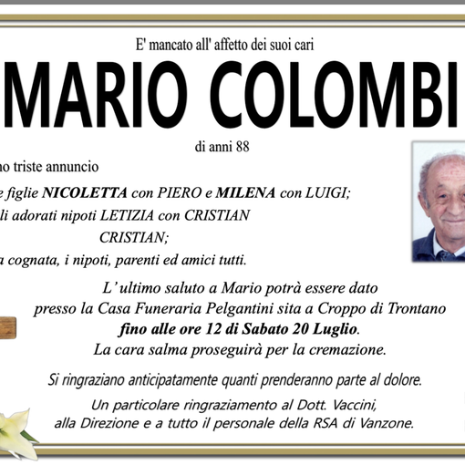 Mario Colombi di anni 88