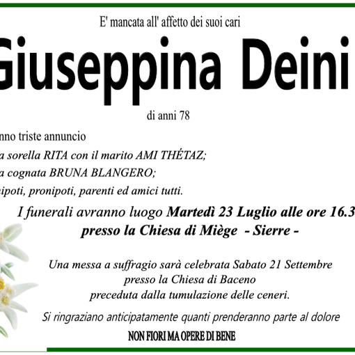 Giuseppina Deini 78 anni