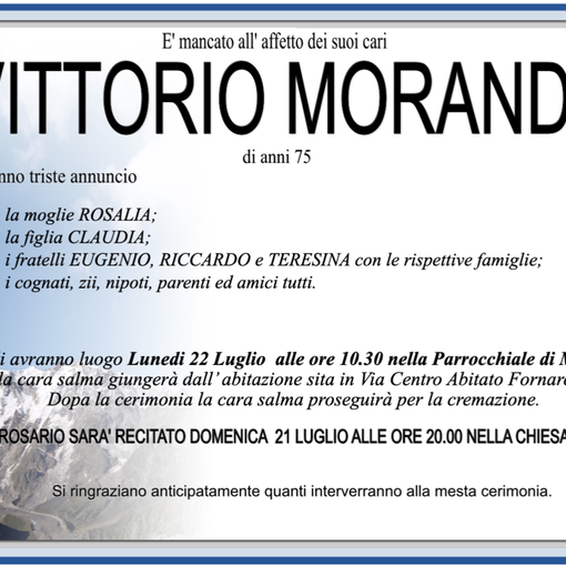 Vittorio Morandi 75 anni