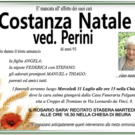 Costanza Natale ved. Perini di anni 93