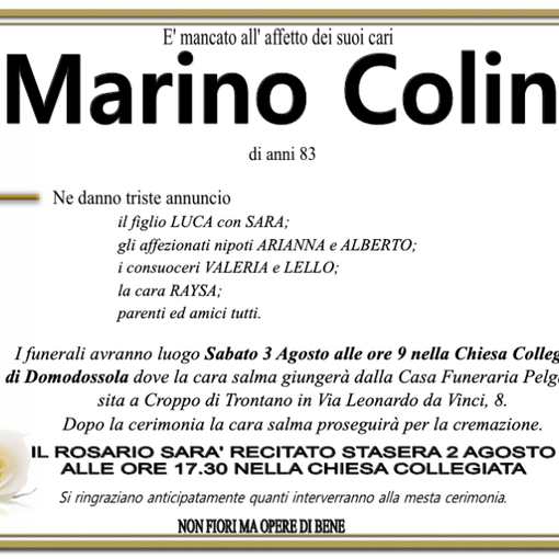 Marino Colini 83 anni