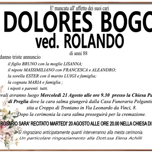 Dolores Bogo ved Rolando 88 anni