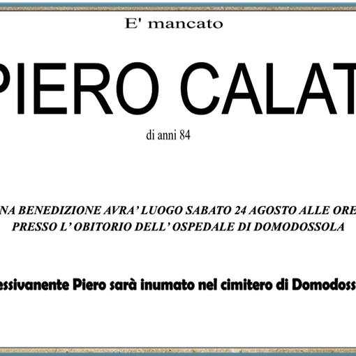 Piero Calati 84 anni
