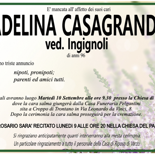 Adelina Casagrande ved. Ingignoli anni 96