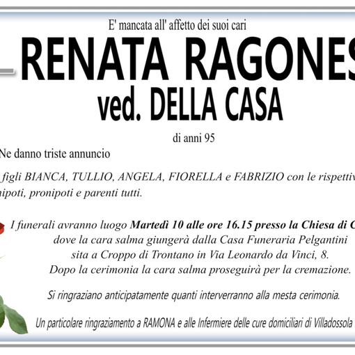 Renata Ragonesi ved. Della Casa di anni 95