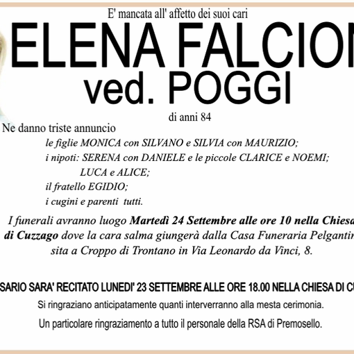 Elena Falcioni ved. Poggi di anni 84