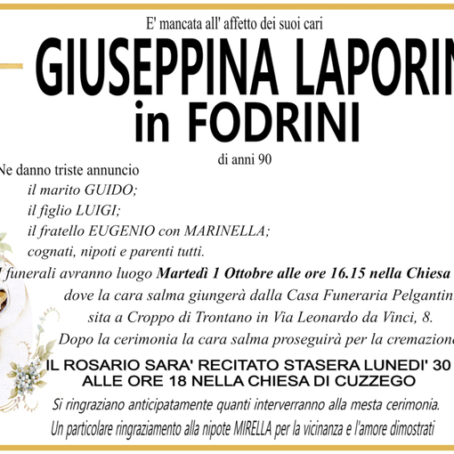 Giuseppina Laporini in Fodrini di anni 90