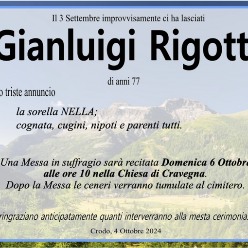 Gianluigi Rigotti anni 77