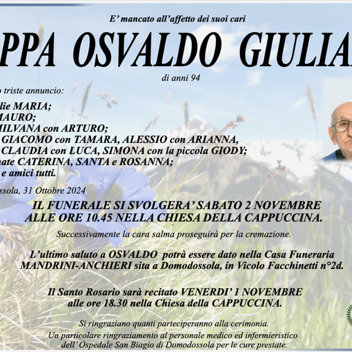 Lappa Osvaldo Giuliano di anni 94