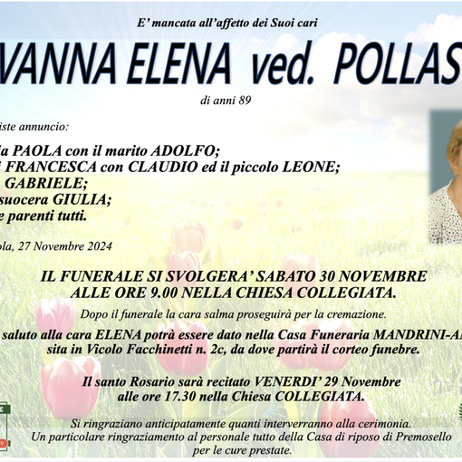 Giovanna Elena ved. Pollastro di anni 89