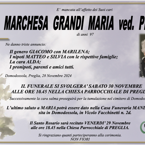 Marchesa Grandi Maria ved. Piazza di anni 97