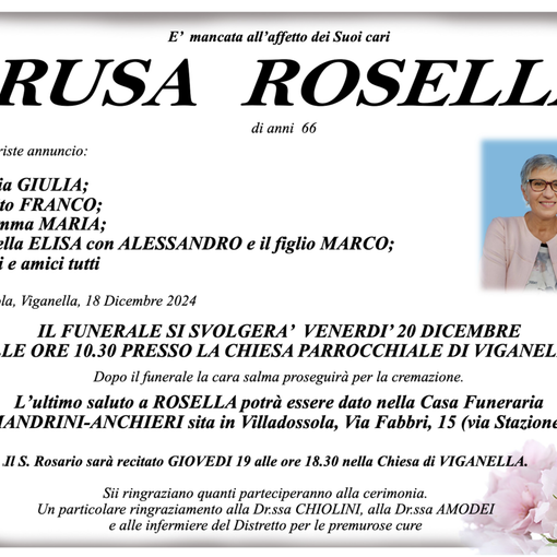 Brusa Rosella di anni 66