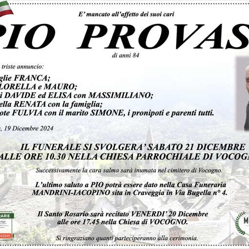 Pio Provaso di anni 84