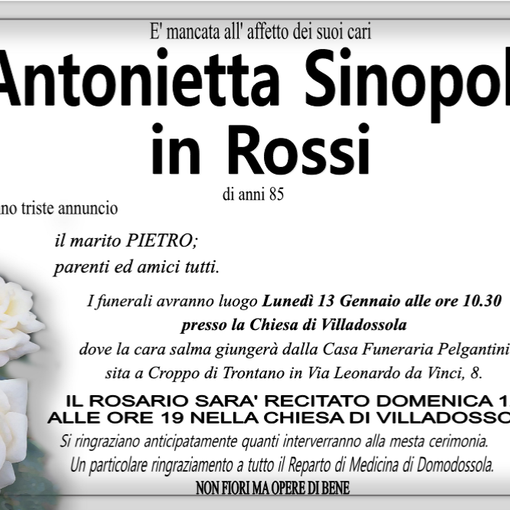 Antonietta Sinopoli in Rossi 85 anni