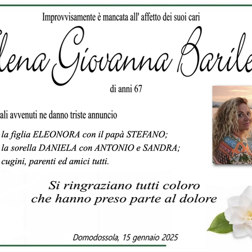Elena Giovanna Bariletti di anni 67