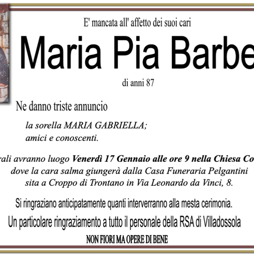 Maria Pia Barbieri 87 anni