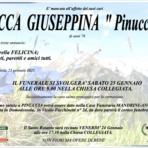 Tacca Giuseppina &quot;Pinuccia&quot; di anni 78