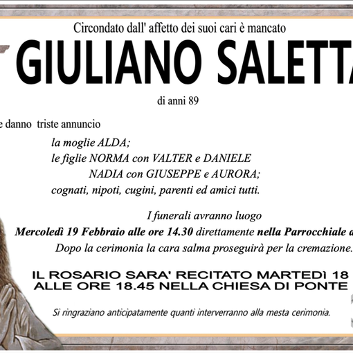 Giuliano Saletta di anni 89