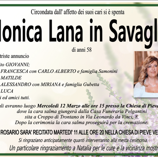 Monica Lana in Savaglio di anni 58