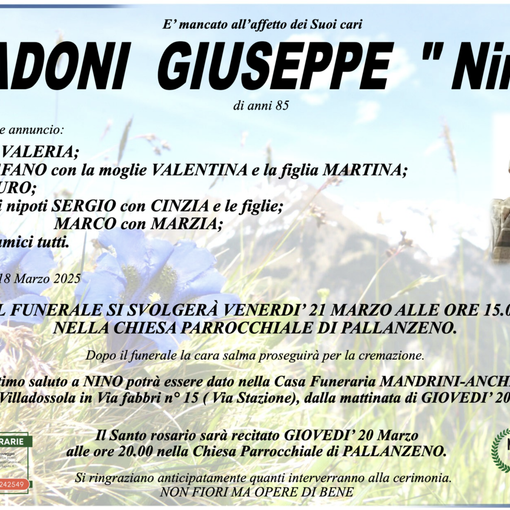 Spadoni Giuseppe &quot;Nino&quot; di anni 85