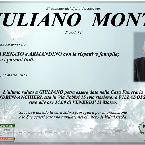 Giuliano Monti di anni 84