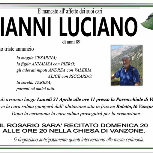 Gianni Luciano di anni 89